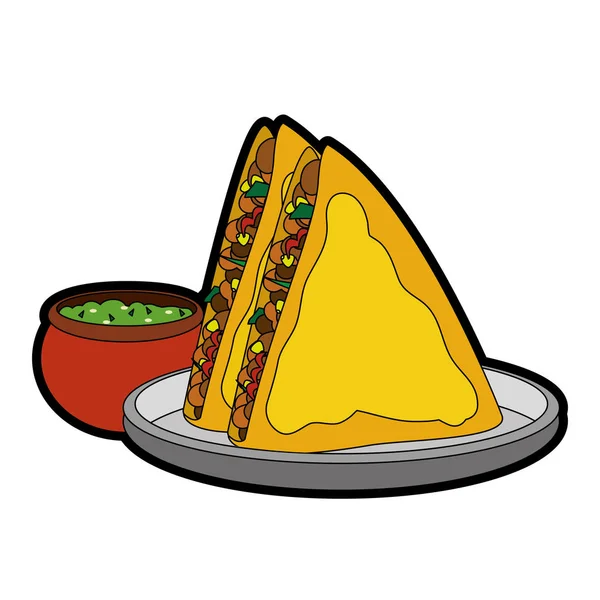 Quesadilla Van Mexicaans Eten Traditionele Keuken Geïsoleerde Themaontwerp Vectorillustratie — Stockvector