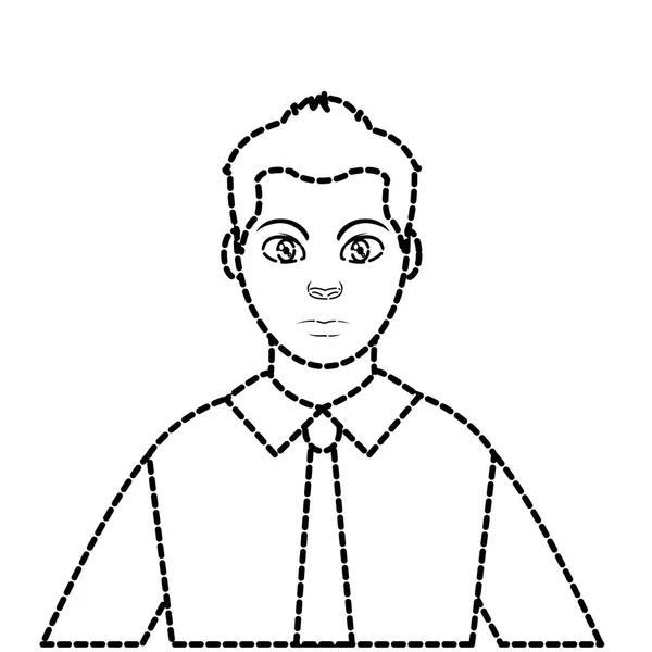 Пунктирная Форма Аватара Элегантный Человек Рубашкой Галстук Стиль Векторной Иллюстрации — стоковый вектор