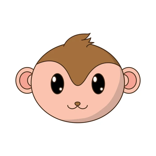 Monkey Head Cute Animal Character Vector Illustration — Stock Vector