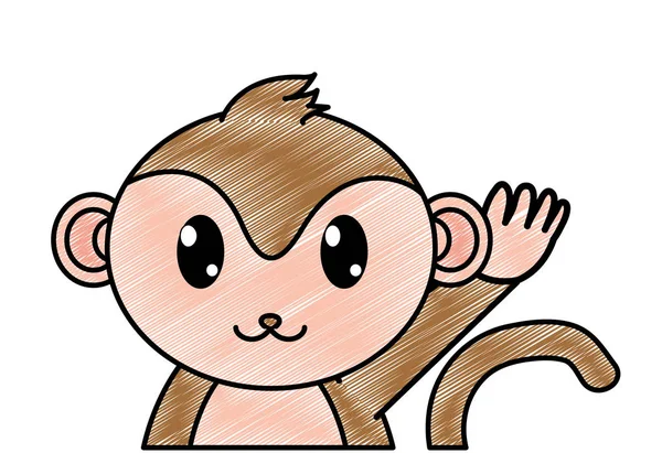 Ralado Adorável Macaco Bonito Animal Personagem Vetor Ilustração — Vetor de Stock