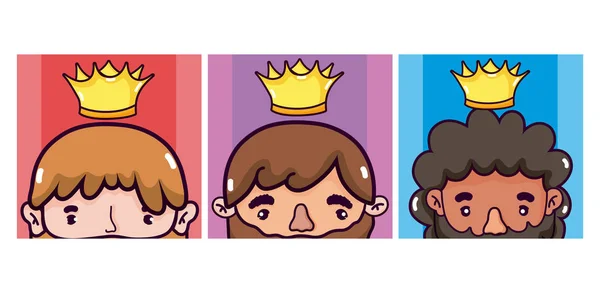 Set ok schattig koningen cartoons — Stockvector