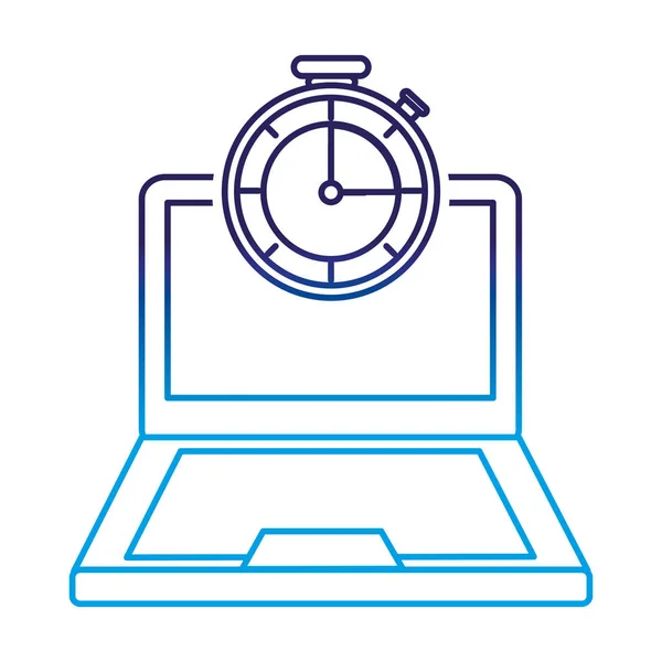 Laptop Chronometr Dodání Přepravní Logistické Téma Izolovaná Konstrukce Vektorové Ilustrace — Stockový vektor