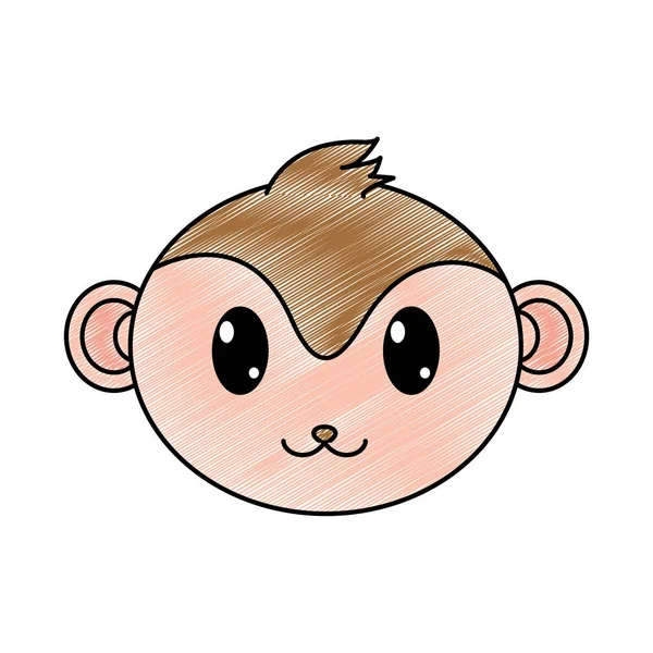 Grated Monkey Head Cute Animal Character Vector Illustration — Stock Vector