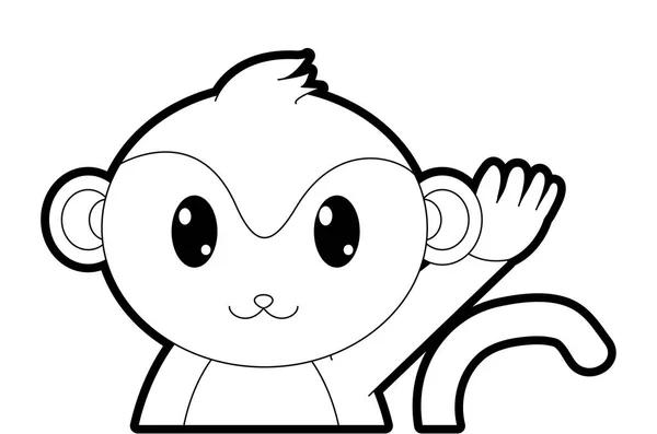 Zarys Ilustracji Wektorowych Znaków Zwierzę Ładny Śliczny Małpa — Wektor stockowy