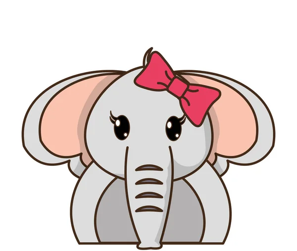 Adorable Hembra Elefante Lindo Animal Vector Ilustración — Archivo Imágenes Vectoriales