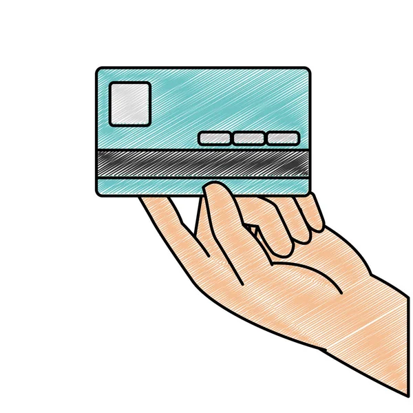 Geraspte Elektronische Bedrijfscreditcard Hand Vectorillustratie — Stockvector