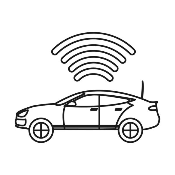 Lijn Autoverkeer Met Digitale Wifi Verbinding Vectorillustratie — Stockvector