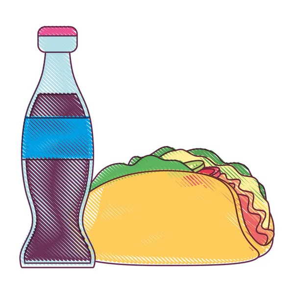 Diseño de tacos y refrescos — Vector de stock