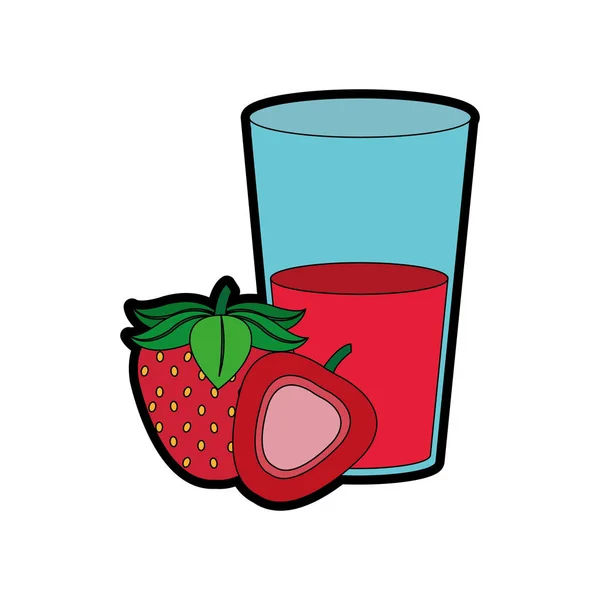 Erdbeere Und Saft Von Obst Gesund Und Bio Lebensmittel Thema — Stockvektor
