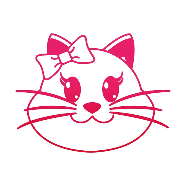 Ilustracja Fucsia Linii Kobieta Kot Głowy Wektor Zwierzę Ładny — Wektor stockowy