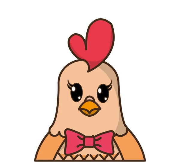 Adorable Poule Mignon Animal Personnage Vectoriel Illustration — Image vectorielle