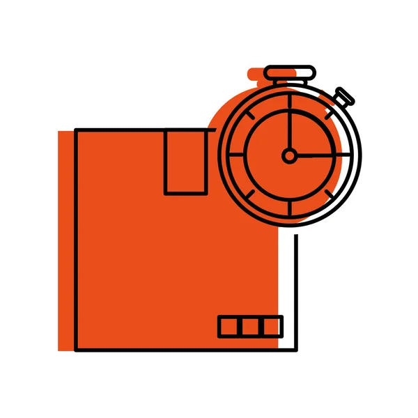 Scatola Cronometro Consegna Spedizione Logistica Tema Isolato Disegno Vettoriale Illustrazione — Vettoriale Stock
