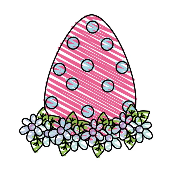 Geraspte Pasen Met Punten Bloem Decoratie Vectorillustratie — Stockvector