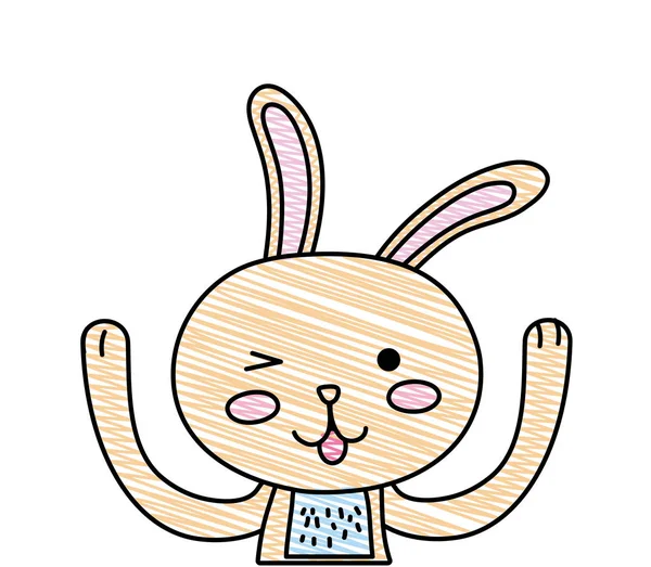 磨碎的滑稽兔子动物动画片与手向量例证 — 图库矢量图片