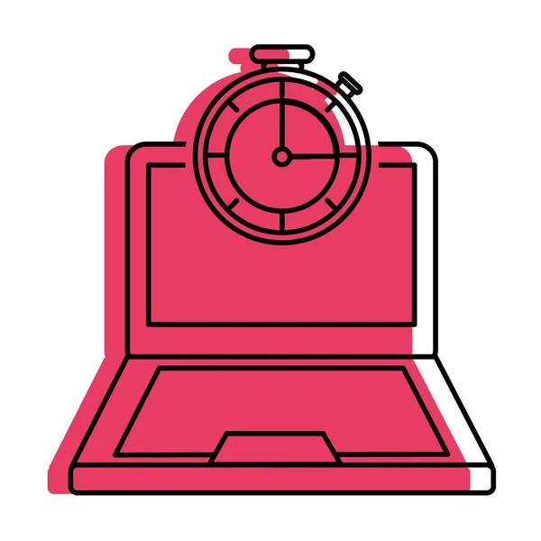 Laptop Chronometer Voor Levering Verzend Logistiek Theme Geïsoleerd Ontwerpen Vectorillustratie — Stockvector