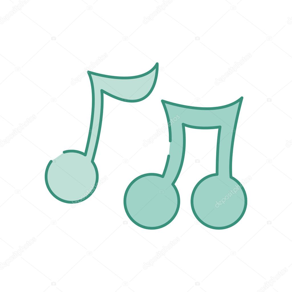 duo color music notes tone with sound rhythm vector illustration