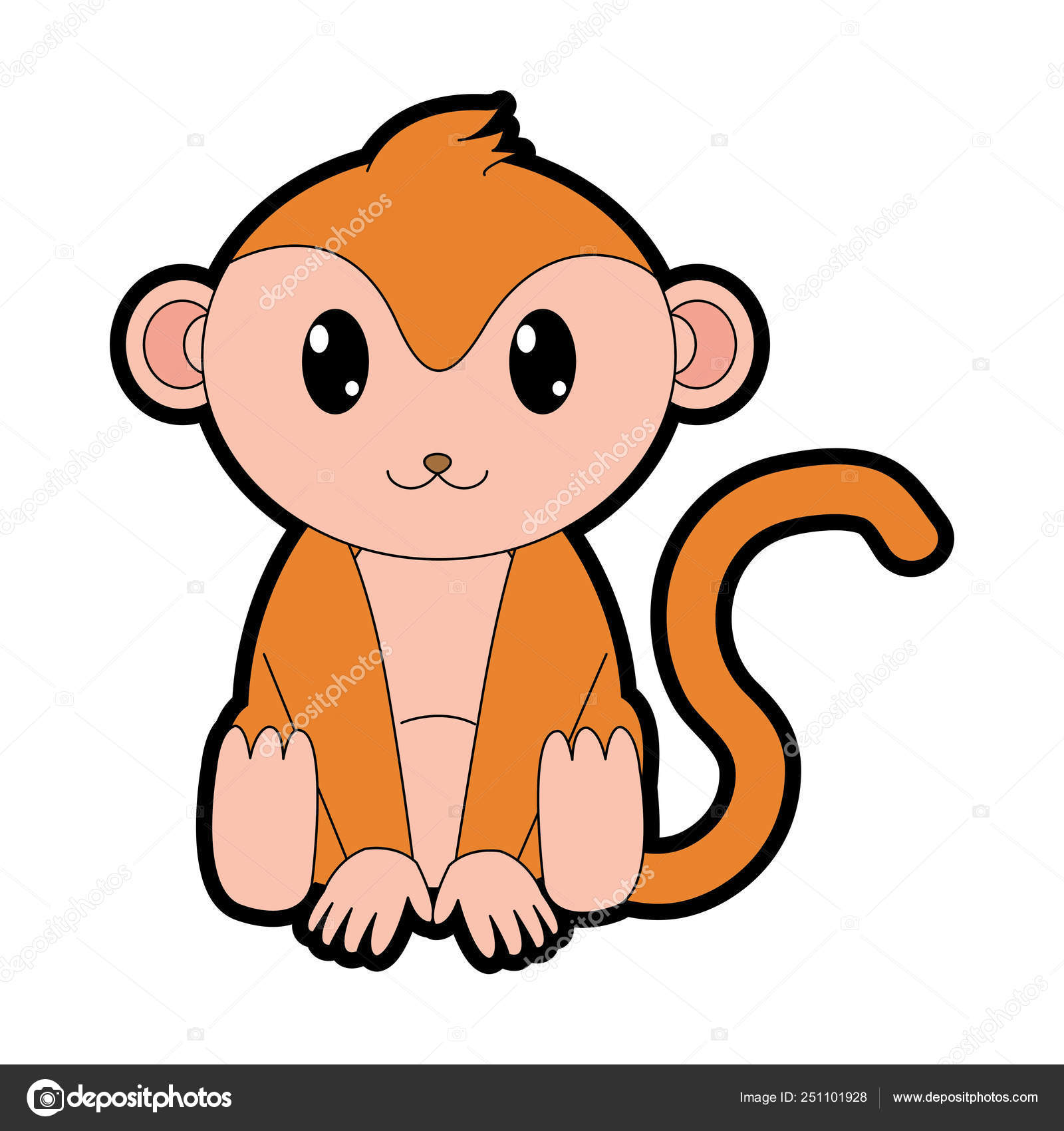 macaco bonito sentado ilustração de ícone de vetor. personagem de