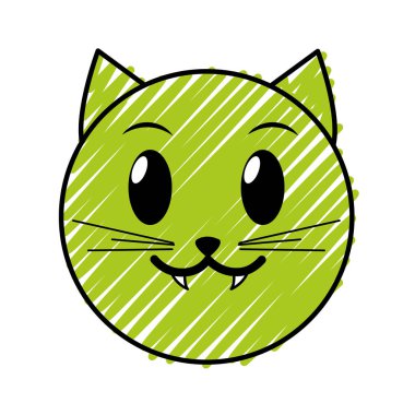 vampir kedi yüz emoji ifade vektör çizim doodle