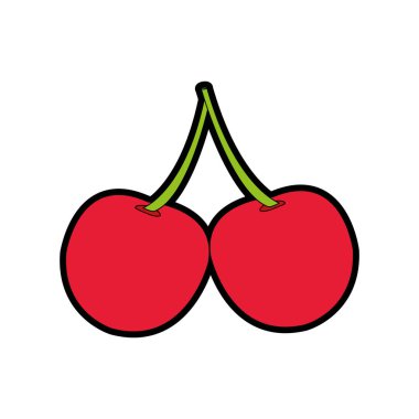 Kiraz meyve sağlıklı ve organik gıda Tema izole tasarım vektör çizim