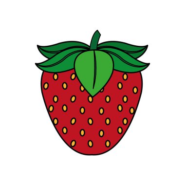 Çilek meyve sağlıklı ve organik gıda Tema izole tasarım vektör çizim