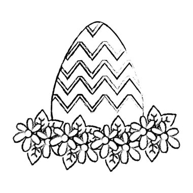Grunge yumurta Paskalya çiçek dekorasyon vektör çizim ile rakamları ile