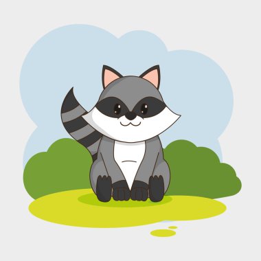 Rakun Karikatür hayvan sevimli ve şirin yaratık Tema vektör çizim