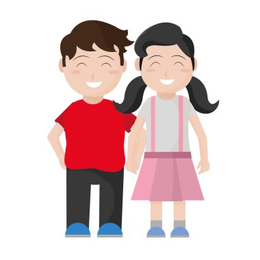 Erkek ve kız çocuk karikatür tasarım