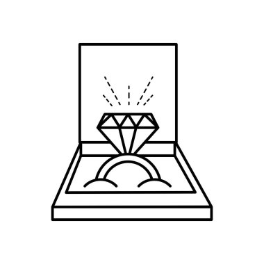 satır nişan alyans Pırlanta kutusu vektör çizim içinde