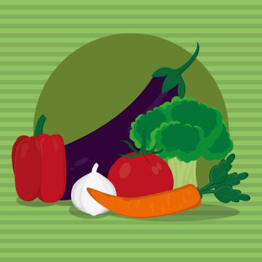 Organik ve sağlıklı gıda Tema vektör çizim Icon set