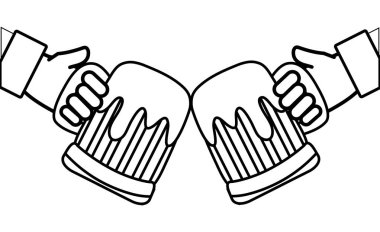 satır eller erkekler bira içip alkolün cam vektör çizim