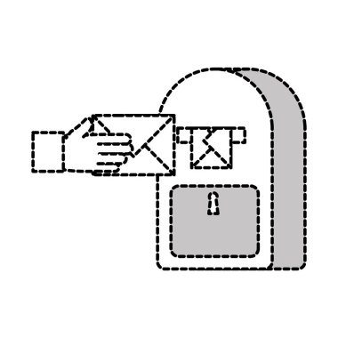 noktalı şekli el adam mektup mesaj ve posta kutusu vektör çizim ile