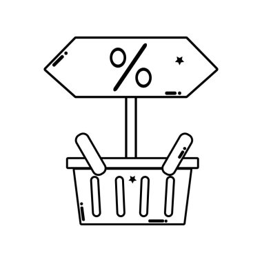 ok yüzde vektör çizim ile alışveriş sepeti satış hattı