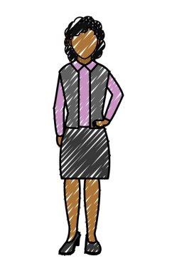 şık kıyafetler ve saç tasarım vektör çizim kadın ile doodle