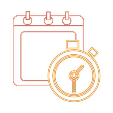 Neon satır takvim Chronometre nesnesiyle zaman vektör çizim denetlemek için