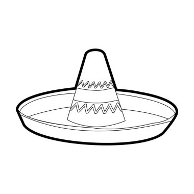 Bez kostüm Aksesuar ve aşınma Tema izole tasarım vektör çizim Meksika şapka