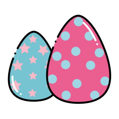renk noktaları ile Paskalya yumurta ve dekorasyon vektör çizim yıldız