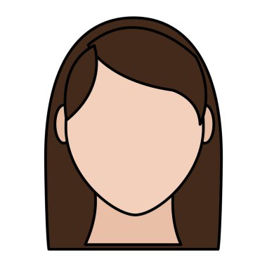 çizgi rengi avatar baş kadın saç modeli ve meçhul vektör çizim ile