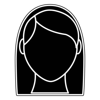 siluet avatar baş kadın saç modeli ve meçhul vektör çizim ile