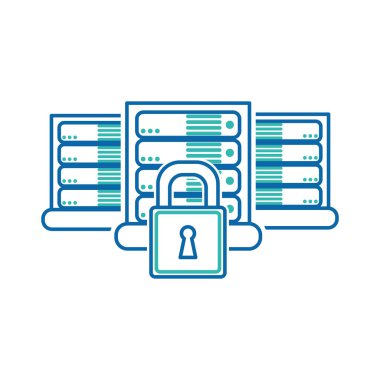 Veri Merkezi barındırma web ve Tema izole tasarım vektör çizim temel