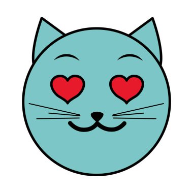 kedi yüz emoji ifade vektör çizim çizgi rengini âşık
