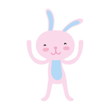 renkli karikatür tavşan hayvan ile vektör çizim Kaldır ellerini