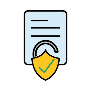 çizgi rengi iş belge kağıt asma kilit iyi güvenlik vektör çizim ile