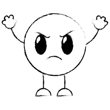 kolları ve bacakları ile Grunge kızgın emoji ifade illüstrasyon vektör