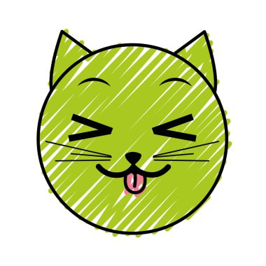 komik kedi yüz emoji ifade vektör çizim doodle