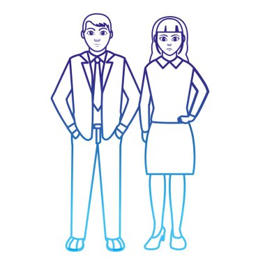 satır işadamları şık kıyafetler ve saç tasarım vektör çizim ile bozulmuş