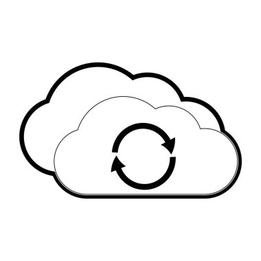 Bulut depolama teknolojisi ve sanal Tema izole tasarım vektör çizim bilgisayar