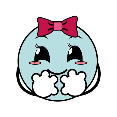 çizgi renk güzel kadın emoji yüz kollu vektör çizim