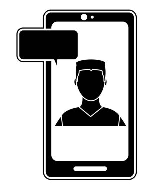 siluet zarif smartphone ile sohbet kabarcık içinde meçhul adam avatar