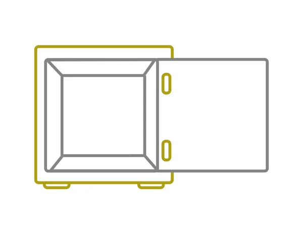 Ligne Jaune Boîte Forte Objet Ouvert Illustration Vectorielle Protection — Image vectorielle