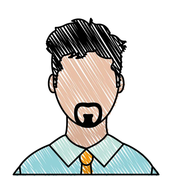 Doodle Hombre Usuario Con Camisa Elegante Vector Pelo Ilustración — Archivo Imágenes Vectoriales